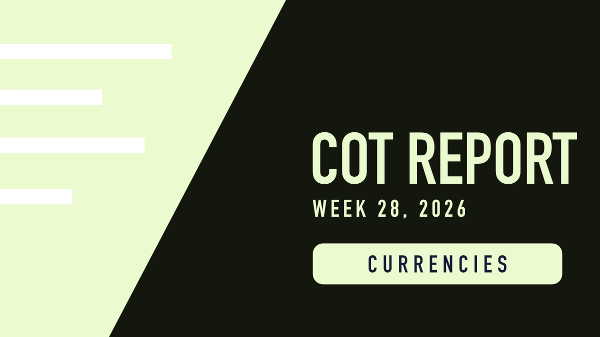 Currency COT data report cover for week 28, 2026